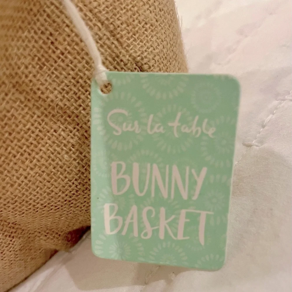 Sur la Table Easter Bunny Burlap Bag with Colorful Ears -new with tags